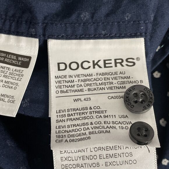 Dockers Men’s Classic Fit Long Sleeve Button Down Shirt XL Blue Floral Print - Picture 12 of 16